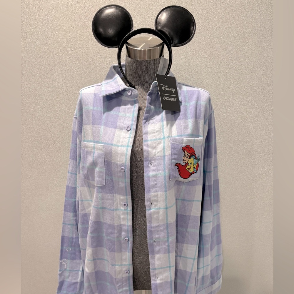 Disney Ariel Light Purple Plaid Shirt - (EARS NOT INCLUDED)